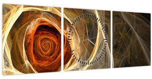 Obraz - Abstraktní růže v ohnivých barvách (s hodinami) (90x30 cm)