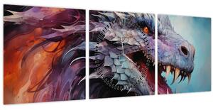 Obraz - Ilustrace draka (s hodinami) (90x30 cm)