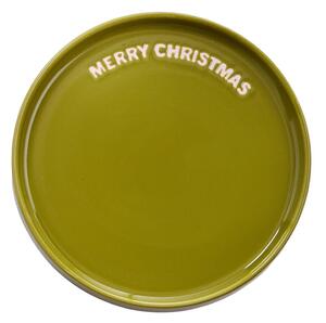 GOOD VIBES Talíř "Merry Christmas" 15 cm - zelená