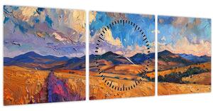 Obraz - Olejomalba krajiny (s hodinami) (90x30 cm)