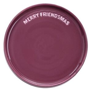 GOOD VIBES Talíř "Merry Friendsmas" 15 cm - bordó