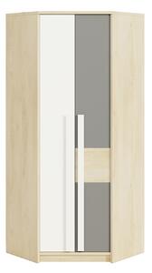 Rohová skříň INNES - šířka 82 cm, buk fjord / bílá / šedá platina