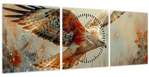 Obraz - Dravý pták (s hodinami) (90x30 cm)