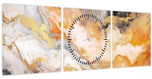 Obraz - Mramorované pozadí (s hodinami) (90x30 cm)