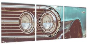 Obraz - Auto, vintage (s hodinami) (90x30 cm)