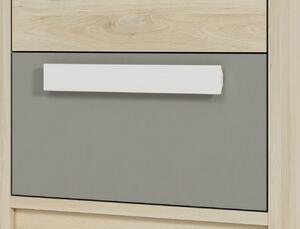 Úzká policová skříň INNES - šířka 55 cm, buk fjord / bílá / šedá platina