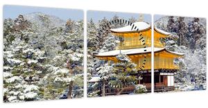 Obraz - Kinkakudži, Japonsko (s hodinami) (90x30 cm)