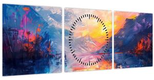 Obraz - Malba krajiny (s hodinami) (90x30 cm)