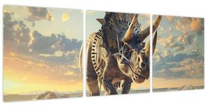 Obraz - Triceratops (s hodinami) (90x30 cm)