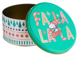 PEANUTS Dóza kulatá "FaLaLaLa" 13,5 cm - zelená/bílá