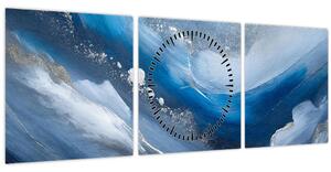 Obraz - Abstrakce oceánu (s hodinami) (90x30 cm)