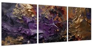 Obraz - Texturovaná abstrakce (s hodinami) (90x30 cm)