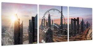 Obraz - Panorama Dubaje (s hodinami) (90x30 cm)