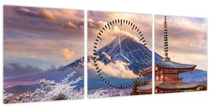 Obraz - Hora Fuji (s hodinami) (90x30 cm)