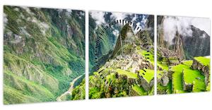 Obraz - Machu Picchu (s hodinami) (90x30 cm)