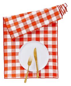 MEDLEY Běhoun na stůl kostka 40 x 160 cm - oranžová/bílá