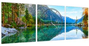 Obraz - Jezero Hintersee (s hodinami) (90x30 cm)