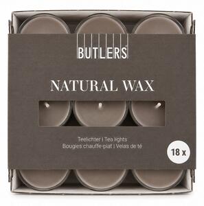 NATURAL WAX Čajové svíčky 18 ks - šedohnědá