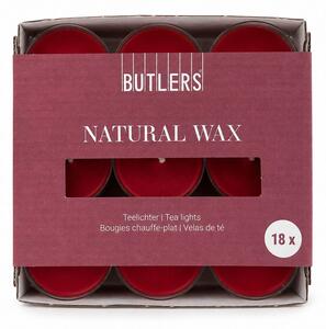 NATURAL WAX Čajové svíčky 18 ks - tm. červená
