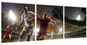 Obraz - Fotbalisté v akci (s hodinami) (90x30 cm)