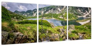 Obraz - Pohled na horu Rila (s hodinami) (90x30 cm)