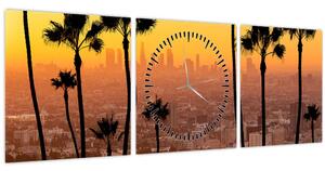 Obraz - Panorama Los Angeles (s hodinami) (90x30 cm)