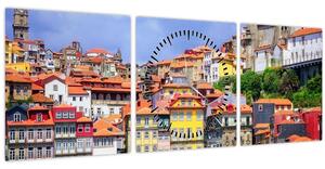 Obraz - Ribeira, Portugalsko (s hodinami) (90x30 cm)