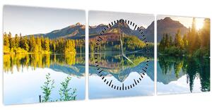 Obraz - Jezero (s hodinami) (90x30 cm)