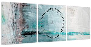 Obraz - Abstraktní olejomalba (s hodinami) (90x30 cm)
