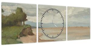 Obraz - Jean-Baptiste-Camille Corot, Beach Near Etretat, reprodukce (s hodinami) (90x30 cm)