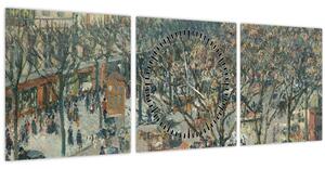 Obraz - Camille Pissarro, Boulevard des Italiens, Morning, Sunlight, reprodukce (s hodinami) (90x30 cm)