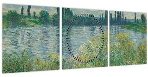 Obraz - Claude Monet, Banks of the Seine, reprodukce (s hodinami) (90x30 cm)