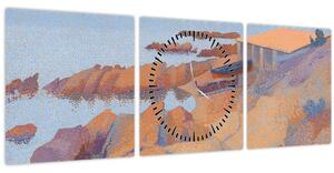 Obraz - Henri Edmond Cross, Calanque des Antibois, reprodukce (s hodinami) (90x30 cm)