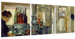 Obraz - Style of Edouard Manet, Bon Bock Cafe, reprodukce (s hodinami) (90x30 cm)