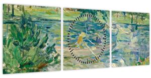 Obraz - Berthe Morisot, Girl in a Boat with Geese, reprodukce (s hodinami) (90x30 cm)