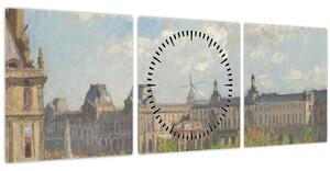 Obraz - Camille Pissarro, Place du Carrousel, Paris, reprodukce (s hodinami) (90x30 cm)
