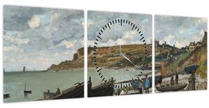 Obraz - Claude Monet, Sainte Adresse, reprodukce (s hodinami) (90x30 cm)