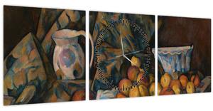 Obraz - Paul Cézanne, Still Life with Apples and Peaches, reprodukce (s hodinami) (90x30 cm)