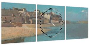 Obraz - Odilon Redon, Village by the Sea in Brittany, reprodukce (s hodinami) (90x30 cm)