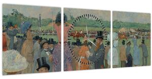 Obraz - Jean-Louis Forain, The Races at Longchamp, reprodukce (s hodinami) (90x30 cm)