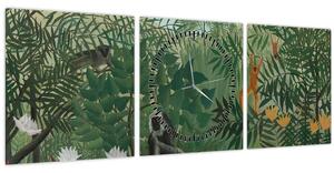 Obraz - Henri Rousseau, Tropical Forest with Monkeys, reprodukce (s hodinami) (90x30 cm)