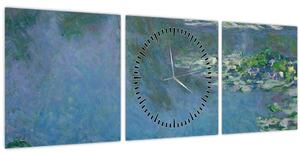 Obraz - Claude Monet, Water Lilies, reprodukce (s hodinami) (90x30 cm)