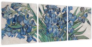 Obraz - Vincent van Gogh, Irises, reprodukce (s hodinami) (90x30 cm)