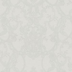 Bílo-stříbrná ornamentální vliesová tapeta s vinylovým povrchem Z80040 Philipp Plein, Zambaiti Parati