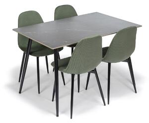 Noela Jídelní set CERAMON 120 černý + 4x židle MARIE zelená
