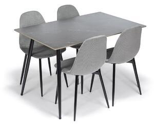 Noela Jídelní set CERAMON 120 černý + 4x židle MARIE šedá