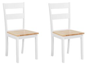 Sada 2 dřevěných jídelních židlí bílá/světlé dřevo GEORGIA