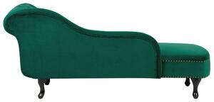 Tmavě zelená pohodlná sametová lenoška Chesterfield - pravá NIMES