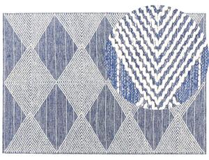 Vlněný koberec 160 x 230 cm světle béžový/modrý DATCA