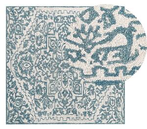 Vlněný koberec 200 x 200 cm bílý/modrý AHMETLI
